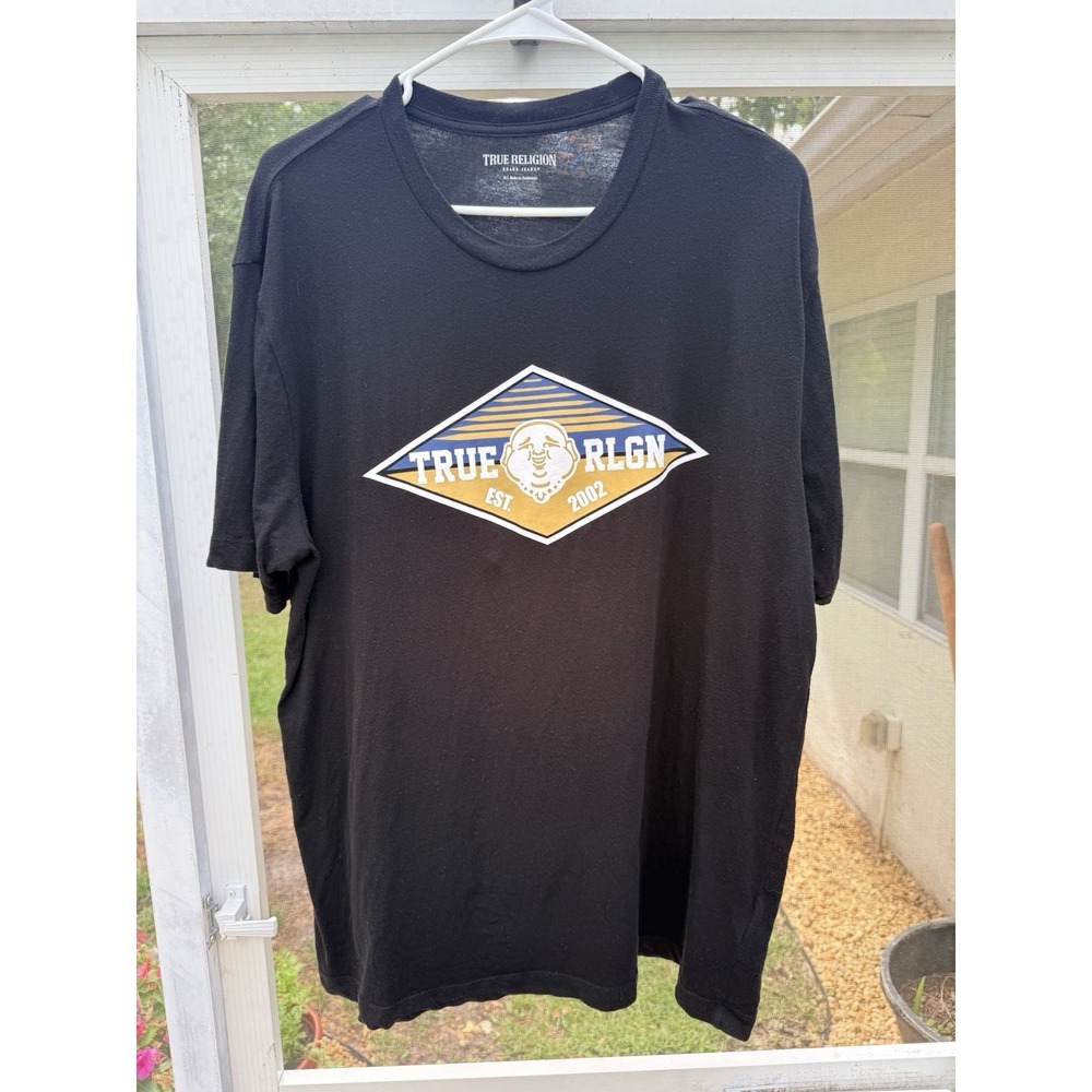 True Religion Men's Short Sleeve Crew Neck Black Logo Graphic T-shirt Size XL